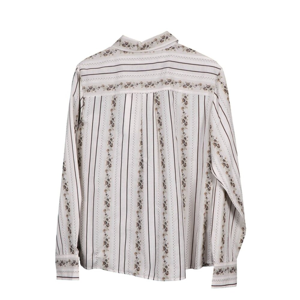 White Stag VTG Button Up Shirt XL 16 18 Womens NEW Striped Floral Green Beige - Picture 6 of 6